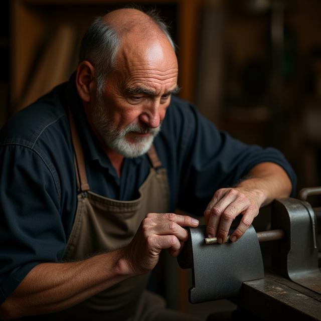 Artisan travaillant le métal sur une roue anglaise